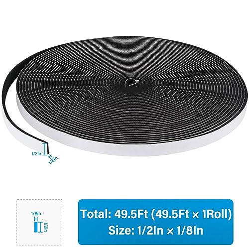 DGSL Foam Weather Stripping, 1/2" x1/8", 49.5Ft Door Window Seal Tape - size: 1/2In x 1/8In x 49.5Ft