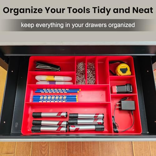 10-Compartments Tool Box Organizer Tray (1, Red) - color: Red