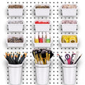 Pegboard Bins Cups with Hooks & Loops 12 Pack Peg Board Organizer (White) - color: White