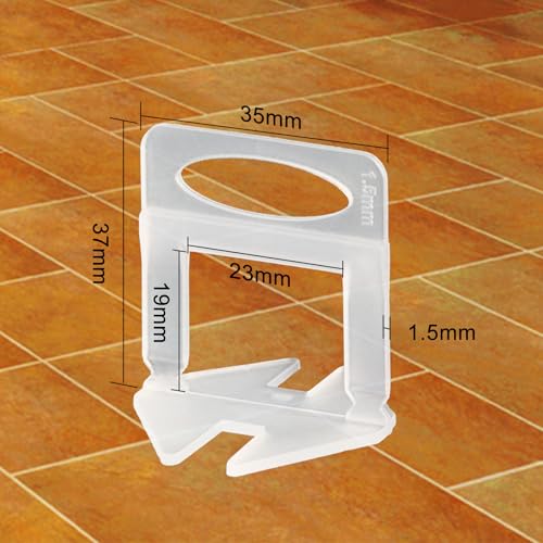 Tile Leveling System Clips 1/16" Tile Leveler Clips 1/16 tile spacer 1.5mm tile clips DIY Tile Leveler Spacers 2000 Pcs for Professional Ceramic Tile and Stone Installation - size: 1/16 1.5mm Tile Clips