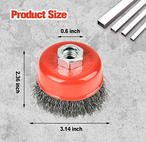 AAIN 8Pcs Wire Wheel Brush Set, 3in Crimped Cup Brush for Angle Grinder - size: 8 pack, style: 3 Inch Crimped Wire Brush