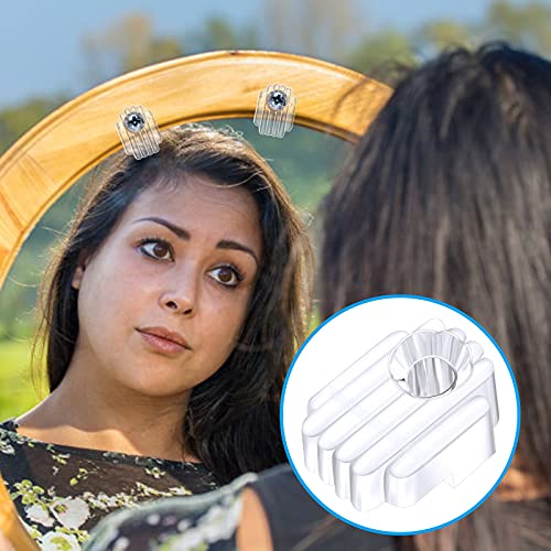 Blulu 20 Pack Glass Mirror Holder Clips for Wall Mounting | Glass Mirror Hanging Kit, Offset 0.24 Inch/ 6 mm, Hanging Retainer Fasteners with Screws and Anchors, for Fixing Cabinet Door - style: Basic Style