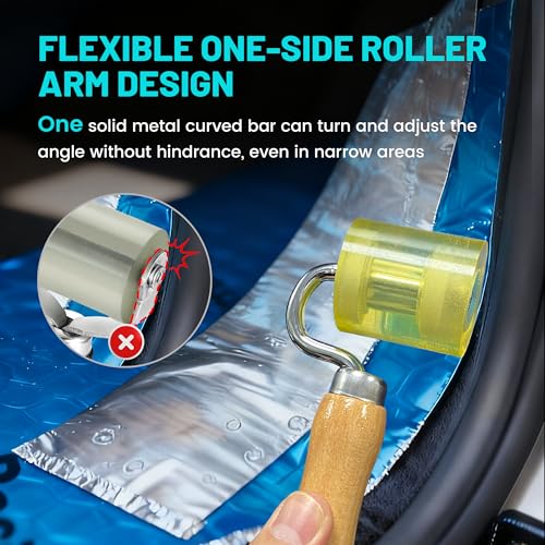 NuIth Auto Car Audio Sound Deadening Application Rolling Wheel Roller, 1.6 Inch Width PU Sound Deadening Mats Roller W/Bearing, Heat Abatement Mat Wallpaper Deadener Application Seam Roller - style: Flat Seam Roller
