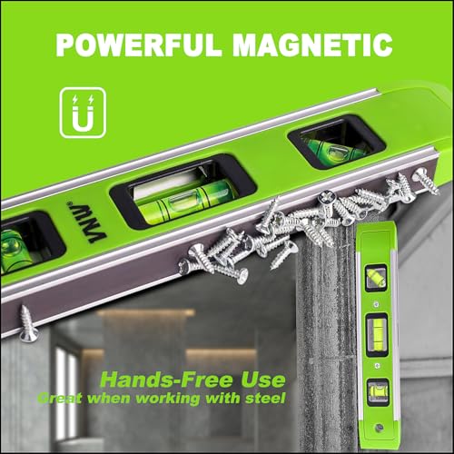 9 Inch Torpedo Level, Magnetic Bubble Level with 45°/90°/180° Bubble Vials, Shock Resistant Leveler Tool for Measuring - style: Set Of 2