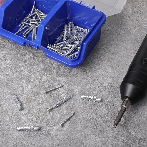 60 Pcs M6 Metal Anchors with Screws, Tree Shaped Steel Hollow Wall Anchor Metal Expansion Anchors for Drywall Expansion Bolt for Drywall Loose Hinge Hole Repair Kit for Concrete and Plaster Wall
