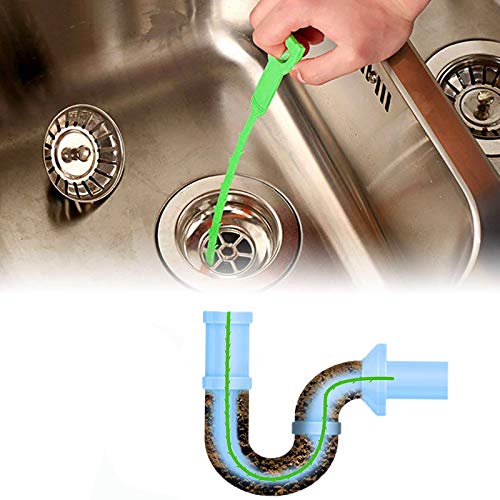 Drain Clog Remover - Gutter Cleaning Tools Drain Cleaner for Toilet Sewer Shower Kitchen Bathroom Tub Clogged Drains Opener Cleaning Tool, Flexible Grabber Claw Pick Up Reacher (7-in-1) - color: Green 6+1