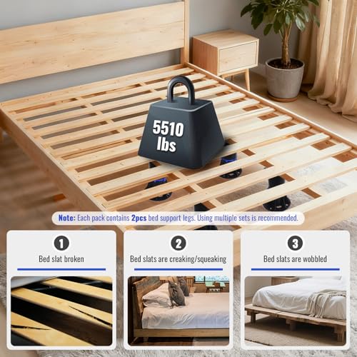 YHK 2PCS Adjustable Height Bed Support Legs 8.4-13.5inch, Bed Frame Support Legs for Bed Slat, Bed Support Reinforcement Parts Bed Frame Support Replacement - size: 2PCS