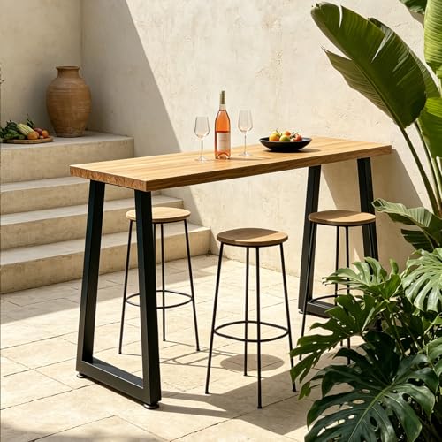 36 Inch Metal Bar Table Legs Trapezoid, Heavy Duty Industrial Style Counter Height Table Legs with Adjustable Feet Pads, DIY Kitchen Island Standing Desk, Set of 2, Black - size: H36" T