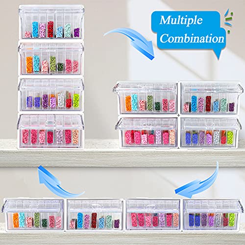 ARTDOT Diamond Painting Storage, 4 Pack Stackable Bead Organizer 140 Slots Individual Containers with Diamond Art Accessories and Tools for Beads Nail Pill Rhinestones Seed - size: 140 Containers with 4 Drawers