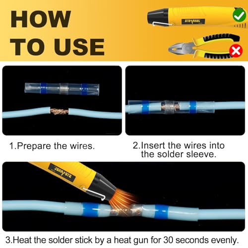 400PCS Solder Seal Wire Connectors with Heat Gun, Solder Stick Wire Connectors Solderstick Waterproof Wire Electrical Connector Kit for Marine (26-6 Gauge) - size: 400 PCS Solder Sticks With Heat Gun
