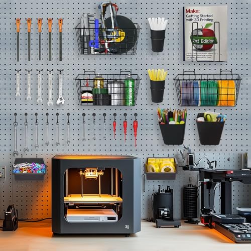 Pegboard Basket Organizers, 42Pack Peg Board Baskets Hooks Bins Cups(Black) - color: Black