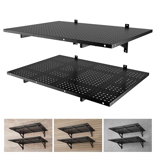 2 Pack Garage Wall Shelving Heavy Duty 2x3ft, Black - color: Black, size: 2X3ft-2pack