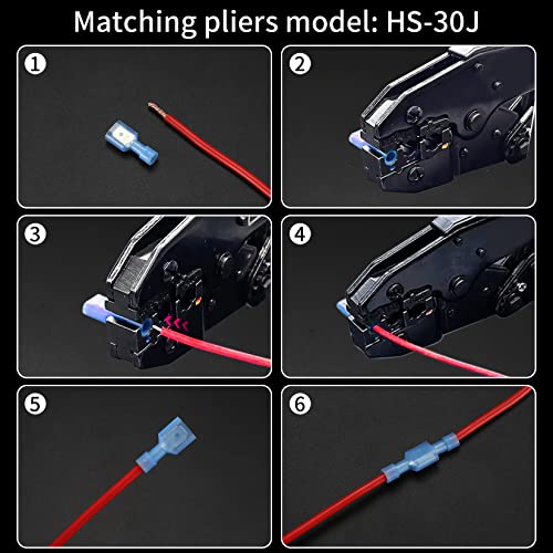 120 Pcs Spade Connectors Kit, Nylon 22-10 Gauge Male and Feamal Spade Terminals, Quick Disconnect Fully Insulated Nylon Wire Connectors Assortment Kit for Automotive, Electronics