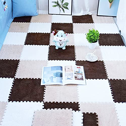 12pcs Tiled Puzzle Play Mats, White - color: White