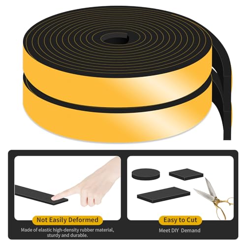 Weather Stripping Door Seal,High Density CR,1 in x 1/4 in x 26Ft - color: Black, size: 1 in x 1/4 in x 26 ft