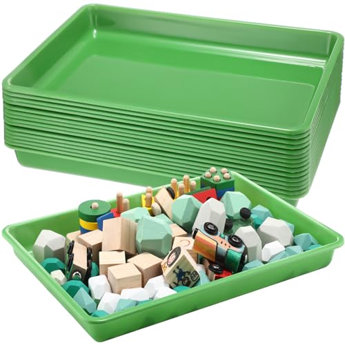 Maitys 15 Pack Plastic Art Trays 12 x 16 Inch Sensory Trays, Green - color: Green