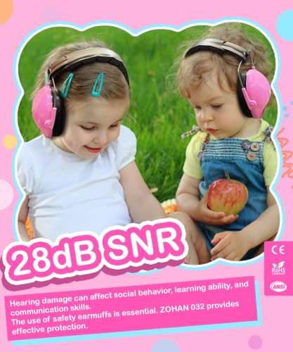 ZOHAN 032 Kids Noise Cancelling Headphones - 25dB NRR Kids Ear Protection, Hearing Protection Safety Ear Muffs for School Monster Truck Fireworks Traveling Studying Concerts Autism - Hot Pink - color: 1pack - Pink 2.0