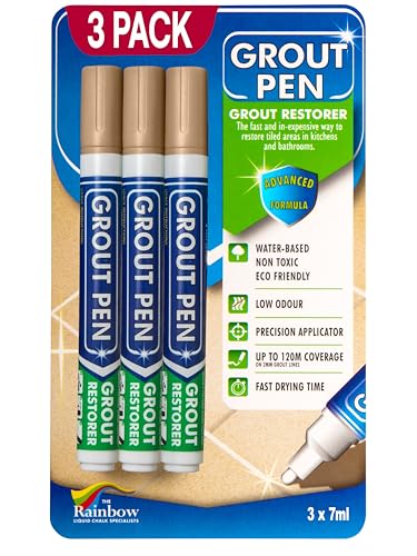 Grout Pen Beige Tile Grout Paint Marker - Narrow 5mm Tip (7mL) - 3 Pack - style: Beige