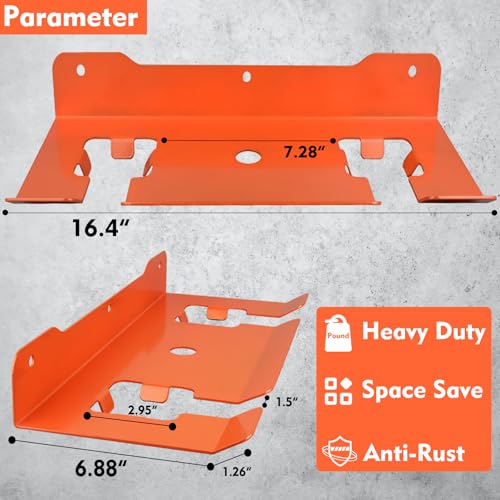 MUTUACTOR Weed Eater Hanger,Large Opening Heavy Duty Weedeater Rack Wall Mount,Weedeater Trimmer Rack 2 Slots for Hanging Yard Tools, Trailer Garage Wall Chainsaw,Lawn Equipment - style: Orange Weed Eater Hanger