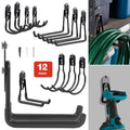 Wallmaster Garage Hooks Organizer Kit, 12 Pack Adjustable Shelving Hooks - size: 12 pcs-Black