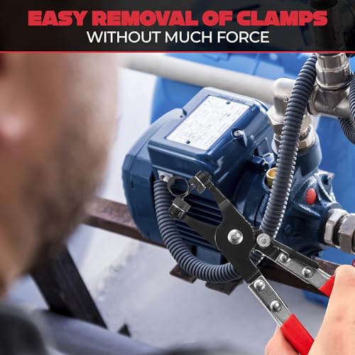 Radiator Hose Clamp Pliers Automotive - Hose Pliers Automotive Clip Removal Tool with Locking Mechanism - Carbon Steel Spring Clamp Tool for Car Repair, Plumbing and Removal of Clamps - color: Black & Red Hose Clamp Pliers
