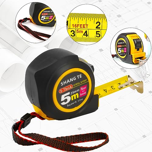 Steel Measuring Tape, Tape Measure 16 ft, Measuring Tape Retractable, 16-Foot Basics Self-Locking Measurement Self Lock Auto Tape Rule Imperial/Metric for Body Measurements - color: 1 Pack, size: 4.9 m