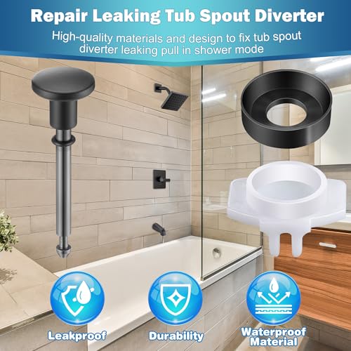 Enhon 2 Set Tub Spout Diverter Repair Kit (Matte Black, Classic) | Includes 2 x Diverter Valve Stems, 2 x Cup Seals and 2 x Gates, Bathroom Shower Bathtub Leaky Faucet Repair Replacement Parts - color: Matte Black