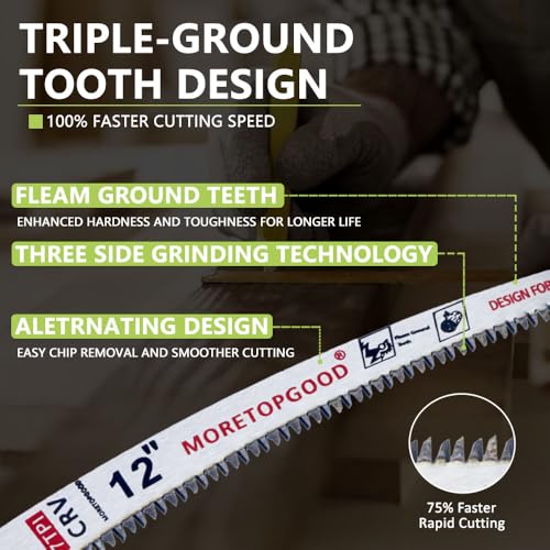12Inch Arc Edge Reciprocating Saw Blade with Storage Box, 7TPI Japanese Teeth with Curved Edge Wood Pruning Saw Blades for Tree Trimming, Wood Cutting (5 Pack) - size: 12 Inch
