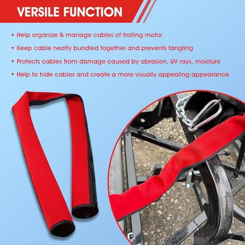 Red 60'' Neoprene Trolling Motor Cable Sleeve, Cable Organizer