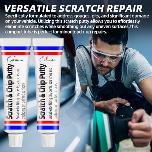 Calvana (2-Pack 20g Car Body Filler Repair, Automotive Putty Scratch Filler, Quick-Drying Formula for Minor Touch-ups, Ideal for Car Paint Scratch Removal and Rust, with 4pack Sand Paper Repair Tools - size: 2Pack+4 Sand Paper Kit