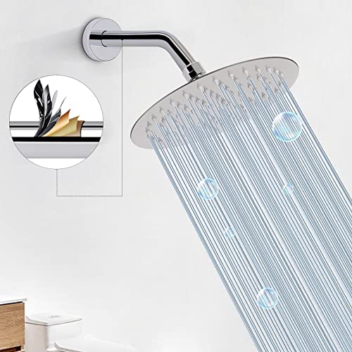 Shower Arm with Flange and Teflon Tape, Wall Mounted Shower Pipe 304 Stainless Steel Extension Arm for Fixed Shower Head & Handheld (6 Inch, Chrome) - color: Chrome, style: 6 Inch