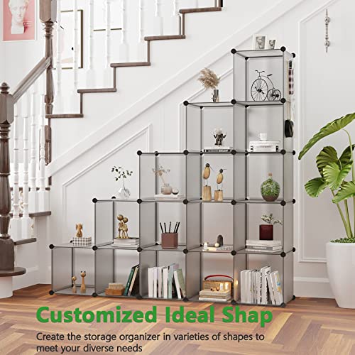 C&AHOME 16 Cube Storage Organizer Cube Shelves Units Storage Cubes, Grey - color: Grey