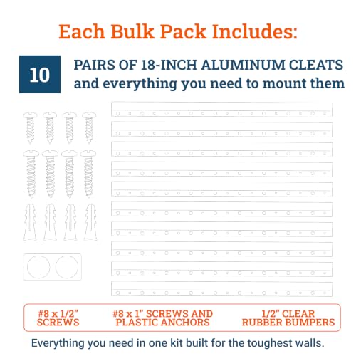 PHS French Cleat Hanger, 18 in, Holds 90 lb, 10 Pairs - size: 10 Pack