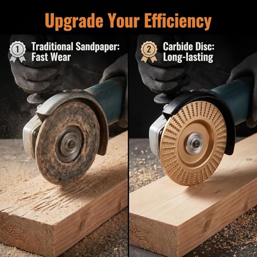 Tungsten Carbide Cutting Wheel Set, Angle Grinder Polishing Pad, 3 Piece Heavy-Duty Wood Carving Disc for 4" & 4-1/2" Angle Grinders, Flat Surface, Woodworking Attachment for Cutting, Shaping, Sanding