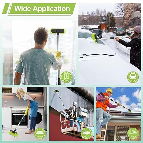 65”165cm Car Wash Brush Long Handle Soft Bristle Scrub Cleaning Mop with 4 Hand-held Places Extendable Washing Brushes Broom Kit for RV Boat Truck SUV Caravan Solar Panel House Siding,Sweep Snow