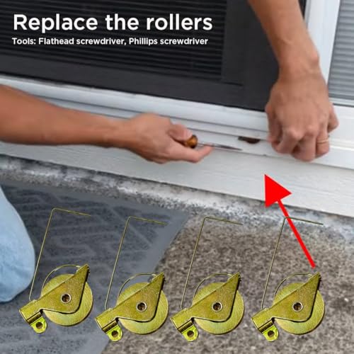 4 Pack 1-1/4 in. Sliding Screen Door Wheels Replacements Tension Spring Rollers with Concave Steel Ball Bearing Rollers Fits for Arcadia Style Rollers, Replaces B 515, B 714