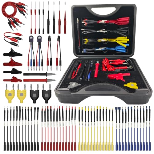 76 Pcs Automotive Circuit Test Lead Kit, Multimeter Test Leads Kit, Electrical Back Probe Kit, Alligator Clip, Acicular Probe, Banana Plug Adapters, Volt Meter Lead (with Carrying Case) - size: 76-piece