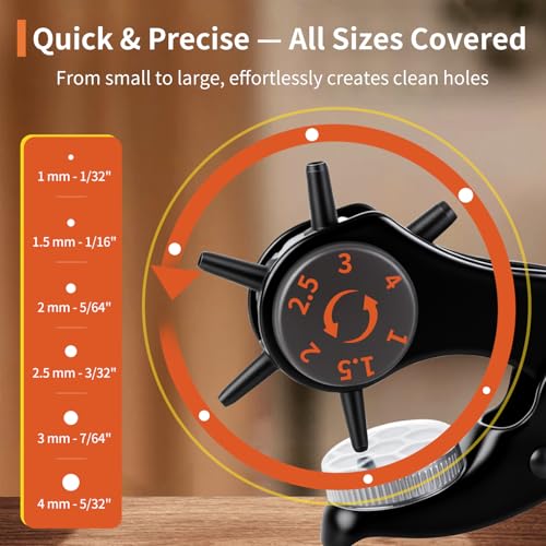 XOOL Small Hole Leather Hole Puncher, Precision Watch Punch Tool Set with 6 Hole Sizes for Watch Strap Adjustment, Belts, Shoes, Saddles, Tickets and DIY Craft Projects - style: Small Hole