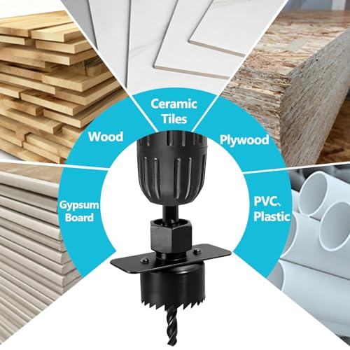 18Pcs Hole Saw Kit,Wood Hole Saw Set with 3/4in-5in Hole Saws,Mandrels,Drill Bits,Installation Plate,Hex Wrench,Flat Saw,Storage Case for Wood,Plywood,PVC,Drywall,Plastic