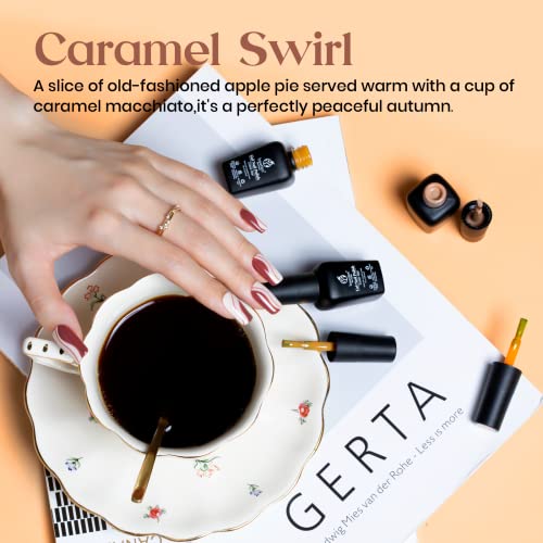 Beetles Gel Nail Polish Set, Caramel Swirl Gel Polish 6 Colors - color: A - Mixed Finishes | Caramel Swirl