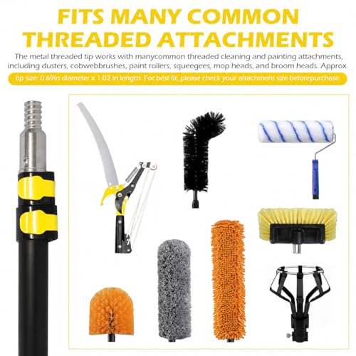 2.4–6 FT Telescoping Extension Pole, Lightweight Aluminum Extendable Paint Roller Pole for Painting, Dusting, Window Cleaning, Sturdy Extension Pole with Foam Grip (Yellow) - size: 6 FT Yellow
