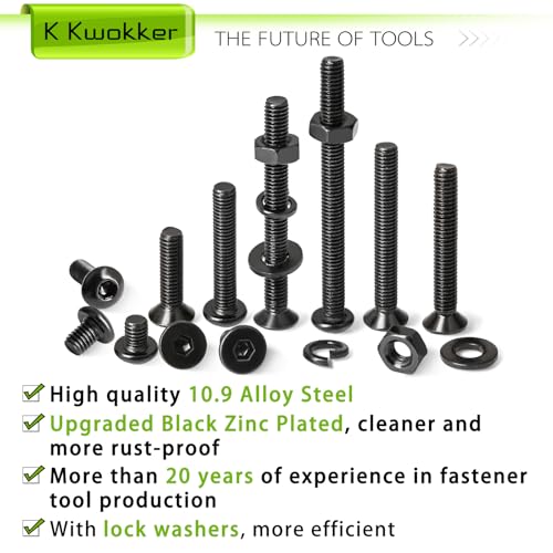 2540Pcs M3 Screw Kit 4MM to 35MM, M3 Button Head Screws & Flat Head Screws, Upgraded Zinc Plated Assorted Nuts and Bolts Assortment Kit Black M3 Screws with Nuts, Washer and Lock Washers - size: I. M3