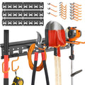 Garden Tool Organizer Wall Mount - Garage Storage and Organization Yard Tool Hanger with Adjustable Pegboard Hooks Shed Rack for Broom Mop Shovel Rake Trimmers, 48 inch Max 550lbs, Black - size: 48 Inch