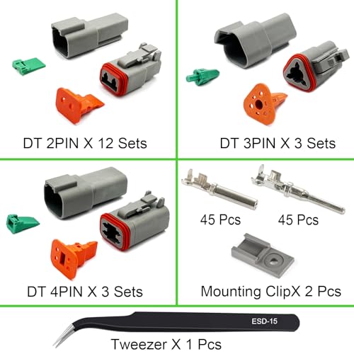 2/3/4 Pin Deutsch Connector Kit 18 Set Waterproof DT Connector with Crimper - color: 2-3-4pin/18kit With Crimper
