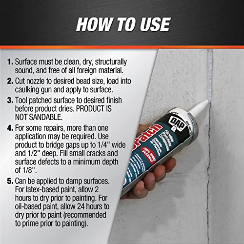 DAP ElastoPatch Textured Flexible Patching Compound, Off White, 10.1 Oz (7079812286) - size: 10.1 oz