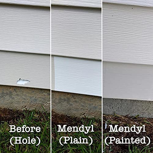 Mendyl Vinyl and Stucco Siding Repair Kit - Cover Any Cracks Holes or Blemishes - White Durable Self-Adhesive Paintable Vinyl Siding Patch Cut to Fit and Cover Any Cracks - 2 Patches (2)