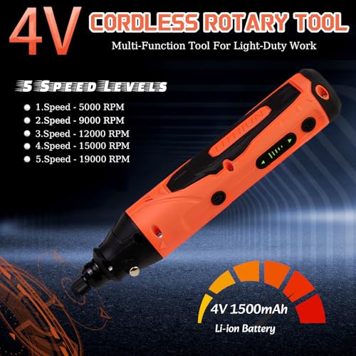 4-in-1 Mini Cordless Rotary Tool Set,5-speed USB Charging with 90 Accessories,4V Multi-Purpose Electric Rotary Tool for Sanding,Polishing,Drilling,Etching,Engraving,DIY Crafts