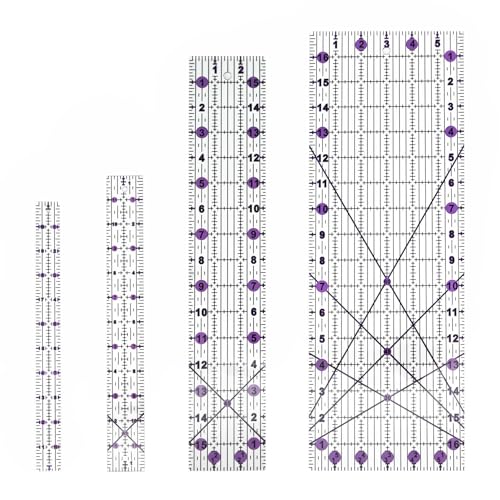 Quilting Rulers Sewing Ruler,Acrylic Quilting Ruler Templates,Precision Cutting Tools for Patchwork Fabric,Sewing Supplies Purple(6"X17",3"X16",1.5"X12",1"X11") - color: Purple