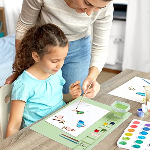 Silicone Painting Mat, Art Mat with Cup and Paint Brush Cleaner Tool - color: Green