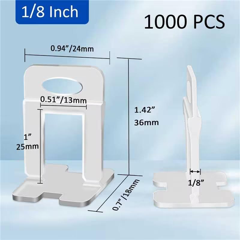 DGSL Tile Spacers 1000 Pcs Tile Clips, Tile Leveling System Clips 1/8 Inch - size: 1/8 Inch*1000 Piece